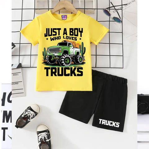 Kids Trucks Outfit – T-Shirt & Shorts Set
