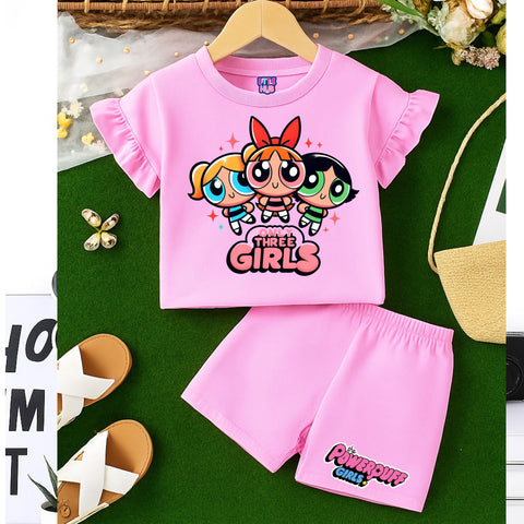 "Powerpuff Girls" Outfit – Pink T-Shirt & Shorts