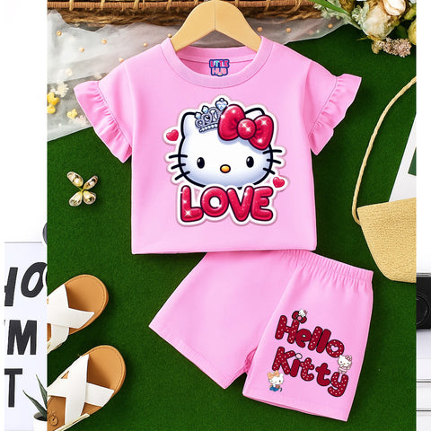 Hello Kitty Love" Outfit – Pink T-Shirt & Shorts