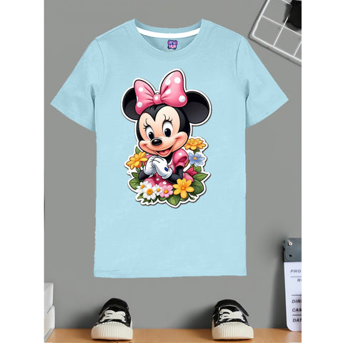 SKY Blue T-Shirt with Minnie Mouse Print