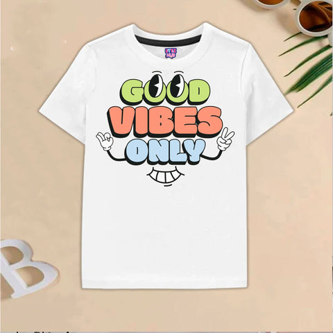 White T-Shirt with Good Vibes Only Print