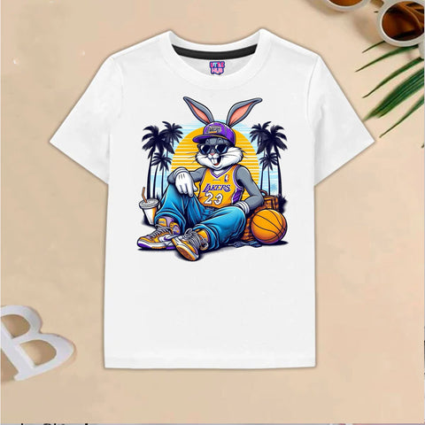 White Basketball Bunny T-Shirt