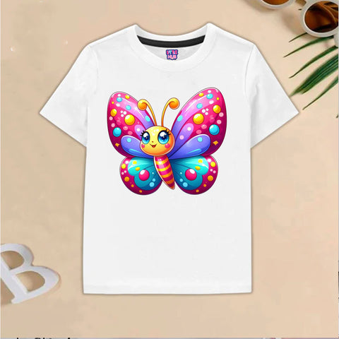 White Colorful Butterfly T-Shirt