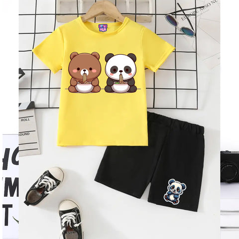 Bear & Panda Outfit – T-Shirt & Shorts Set